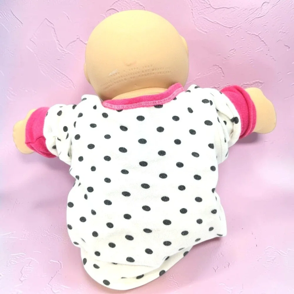VTG 80s Cabbage Patch Kids Preemie Doll Bald Blue Eyes Polka Dot Onesie CPK 1984